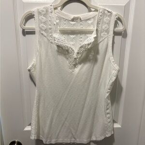 Miss Me Ivory Sleeveless Lace Top